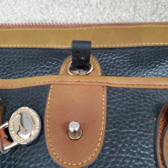 Dooney & Bourke Black Satchel with Tan Trim / All Weather Leather - Picture 13 of 16